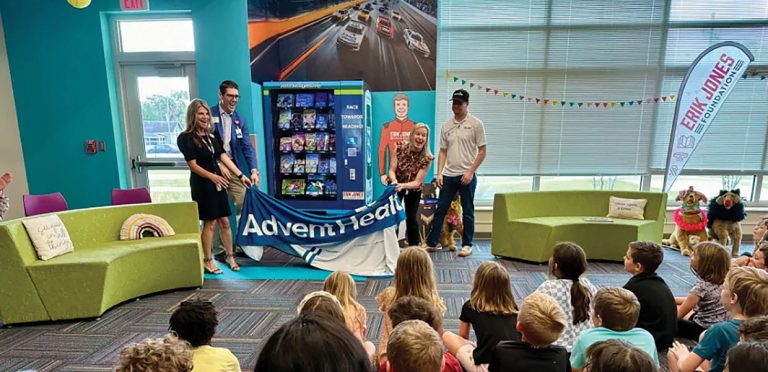 NASCAR Driver, AdventHealth Give Book Vending Machine to Local Students