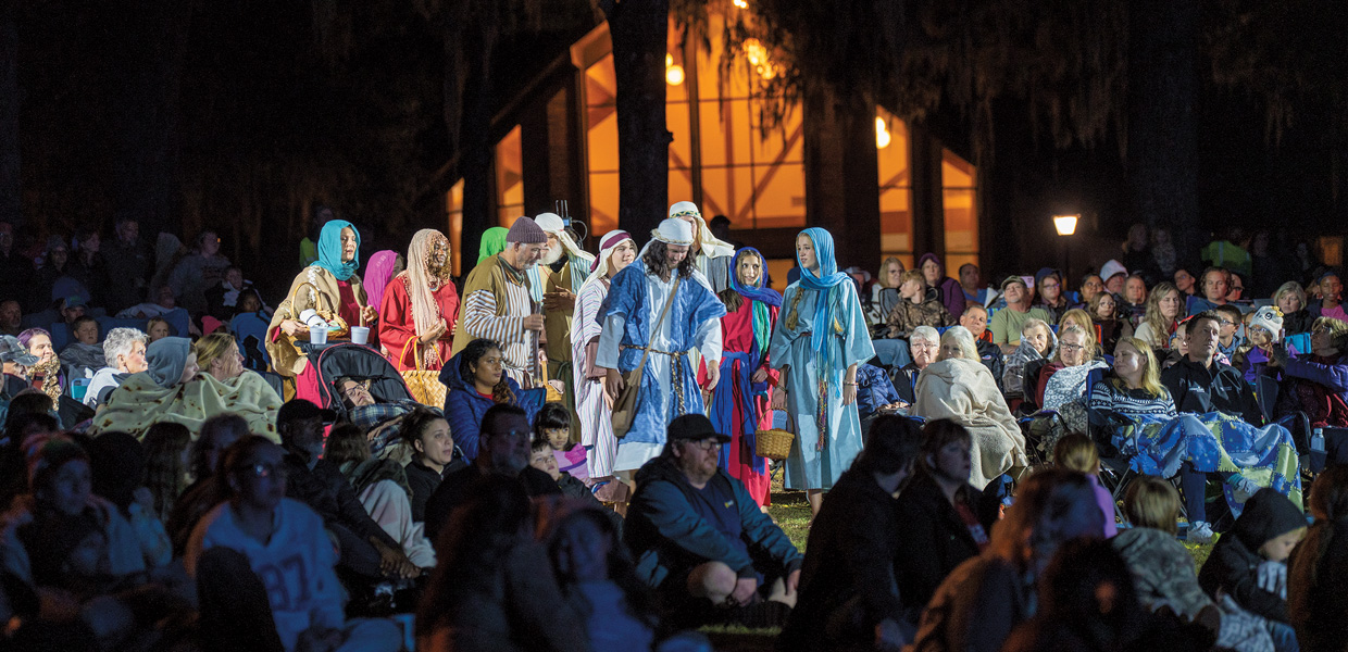 Participants walk through the immersive "Road to Bethlehem" experience.